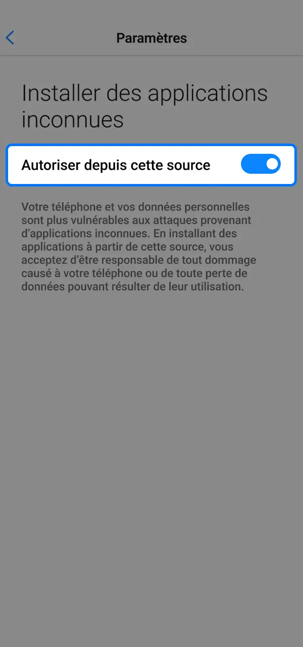 Confirmez l'installation de l'application 1win sur Android.