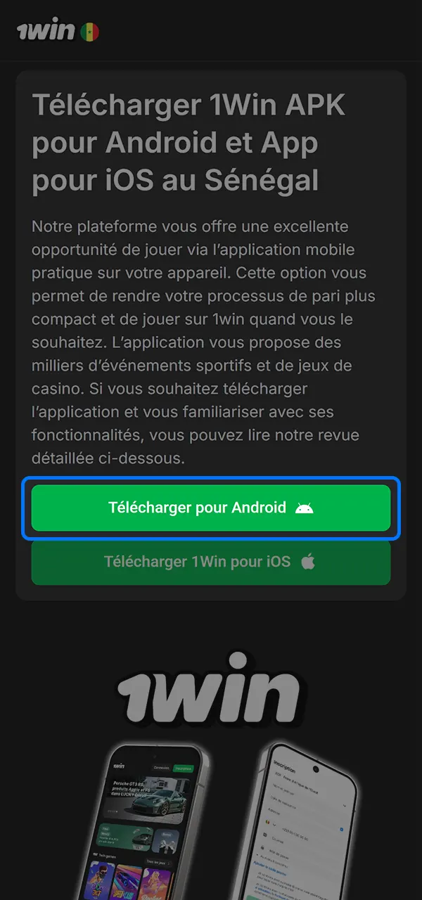 Téléchargez l'application 1win sur Android en quelques instants.