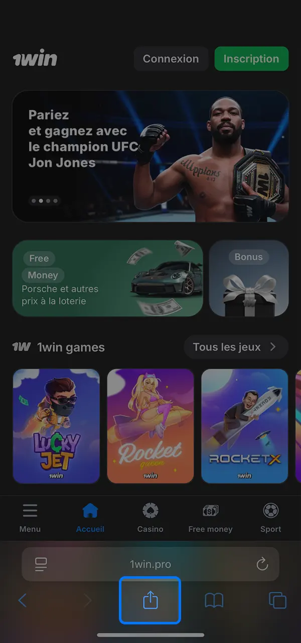 Installe l'application 1win sur iOS.