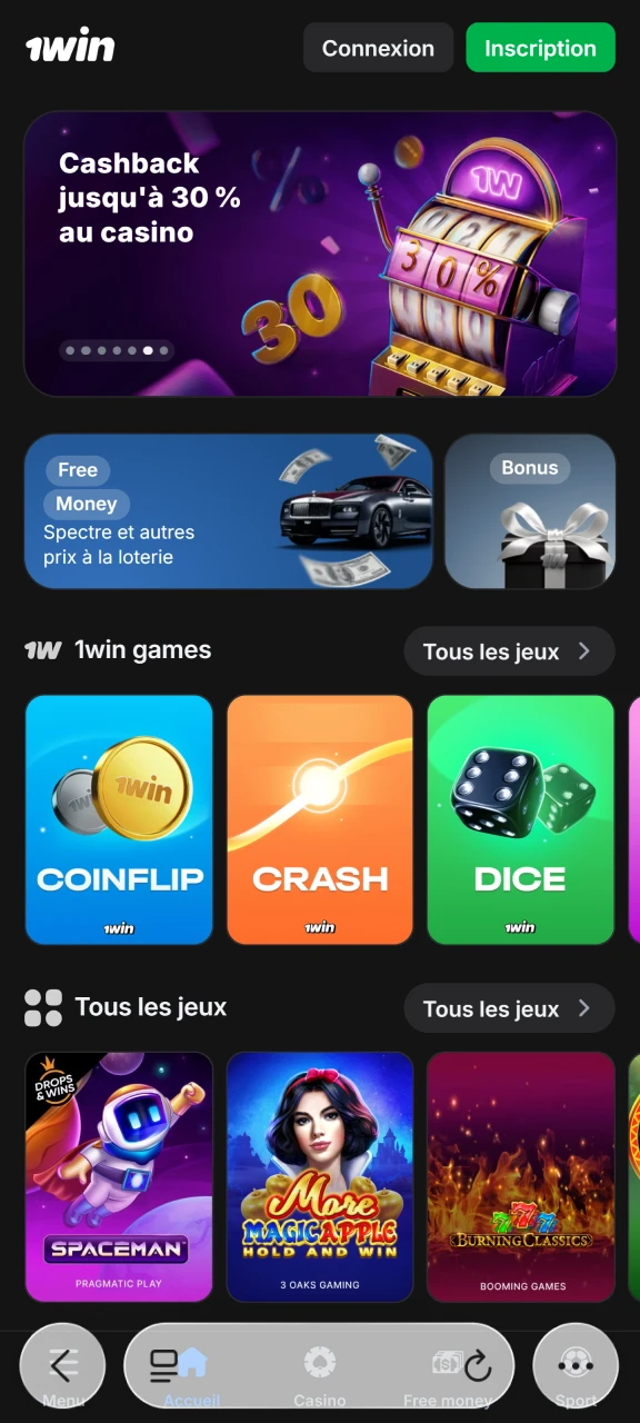 Ouvrez le site Web 1win dans le navigateur de votre appareil.