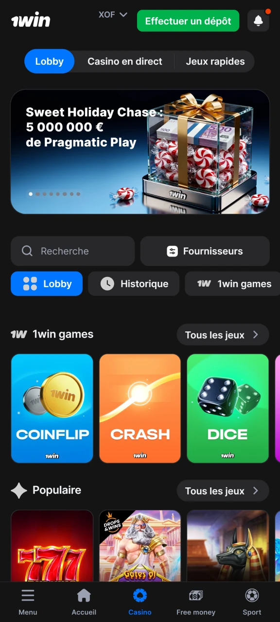 Trouvez votre jeu de casino préféré sur 1win.