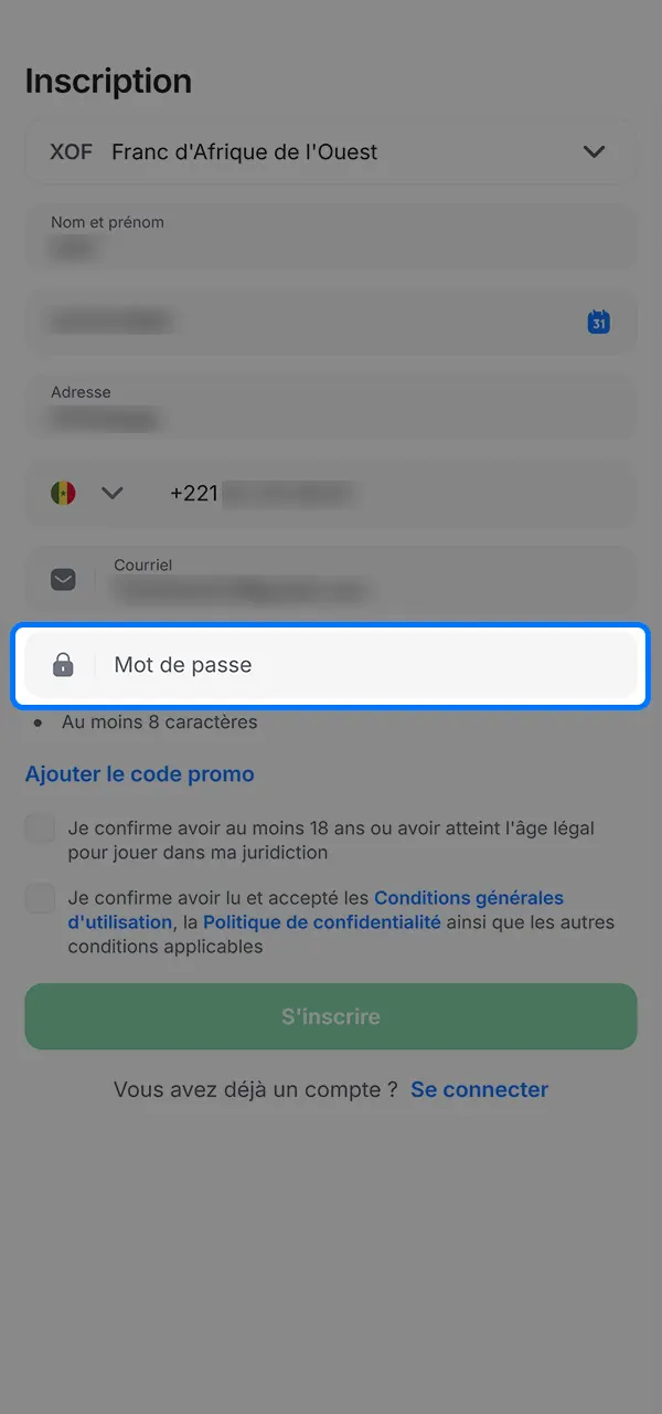 Créez un mot de passe fiable lors de votre inscription sur 1win.