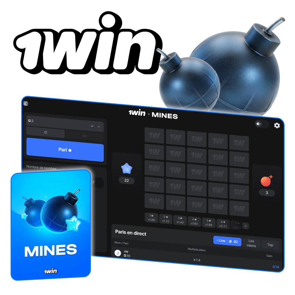 Sur 1win, vous pouvez jouer à Mines et gagner gros.